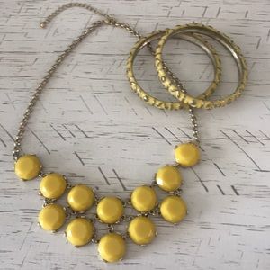 Yellow statement necklace with bangles